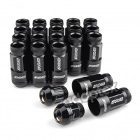 Набор гаек для дисков M12x1,5x44mm Конус Черные Ключ 19 (16+4 секретки) алюминиевые колпачки + 3 ключа