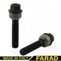 Болт колесный М14x1,5x59мм Сфера R14 Чёрный цинк Ключ 19 Удлиненный FARAD (Италия) Porshe