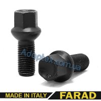 Болт колесный М14x1.5x28мм Сфера R14 Чёрный цинк Ключ 17 FARAD (Италия) Mercedes-Benz; Infiniti Q30, QX30