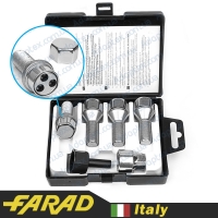 FARAD STIL BULL | Болты секретки М12х1.5х28 Конус Вращающееся кольцо (BMW, Dacia, Opel, Mini, Smart) Ключ 17 +стальные колпачки