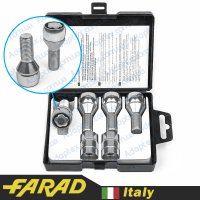 FARAD FLOWERLOCK | Болты секретки М14х1.5х26 Конус Вращающееся кольцо Ключ 17 (Alfa Romeo, BMW, Fiat, Citroen, Saab, Peugeot, Renault, Volvo) + запасной ключ