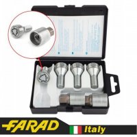 Болты-секретки FARAD M14x1.5x40 мм Конус | Alfa Romeo, BMW, Fiat, Citroen, Saab, Peugeot, Renault, Volvo | 2 ключа на 17 | Серия STARLOCK | Удлинённые