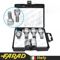FARAD FLOWERLOCK | Болты секретки М14х1.5х28 Сфера R13 Вращающееся кольцо (для оригинальных дисков) Audi, Skoda, Seat, VW + запасной ключ