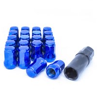 Комплект колесных гаек М12x1,5x33мм Конуc (Синие) Ключ под 7 граней для узких отверстий в диске