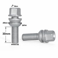 Болт колесный М14x1,5x30мм Сфера R14 Ключ 19 (Под родные диски Porcshe) 