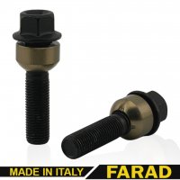 Болт колесный М14x1,5x45мм Сфера R14 Чёрный цинк Ключ 19 Удлиненный FARAD (Италия) Porshe
