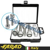 FARAD FLOWERLOCK | Болты секретки М12х1.5х43мм Конус Вращающееся кольцо Ключ 17 Удлиненные  под проставки 15-20 мм (2 ключа)