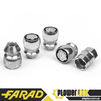 FARAD FLOWERLOCK | Гайки секретки М12x1.25x34 Конус Вращающееся кольцо (Great Wall, Subaru, Suzuki, Niva, Nissan, Infiniti, Matiz) ключ 19
