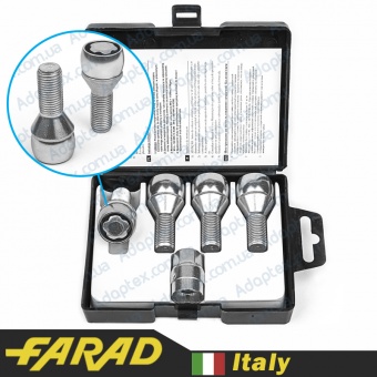 FARAD FLOWERLOCK | Болты секретки М14x1.5x26 Конус Вращающееся кольцо Ключ 17 (Alfa Romeo, BMW, Fiat, Citroen, Saab, Peugeot, Renault, Volvo)