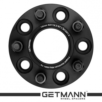 GETMANN | Колесная проставка-адаптер 15мм PCD 5х114.3 DIA 67.1 со шпильками 12x1.5 для Citroen, Dodge, Geely, Hyundai, Mazda, Mitsubishi, Peugeot (Кованая)