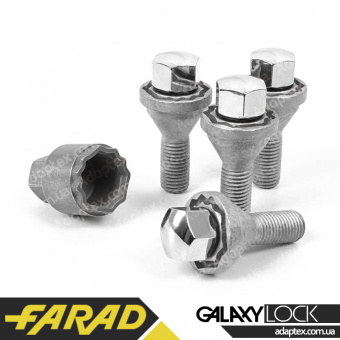 FARAD GALAXYLOCK | Болты секретки М14х1.25х28 Конус Вращающаяся головка Ключ 17